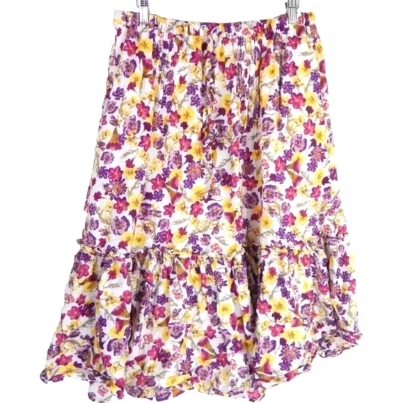 J. Crew Tie Waist Midi Skirt Summer Floral - Picture 1 of 4